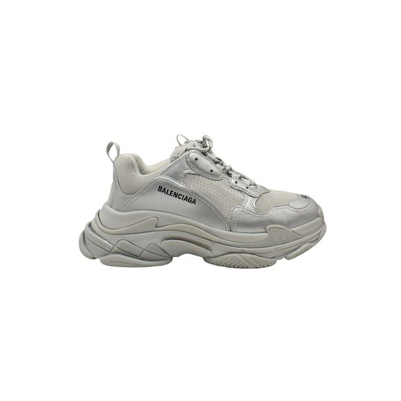 Balenciaga Triple S Metallic Low-top Sneakers in Silver Synthetic Leather and - Picture 1 of 8